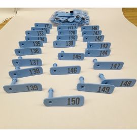 Y- TEX Sheep & Goat tags blue #"s 126 thru 150